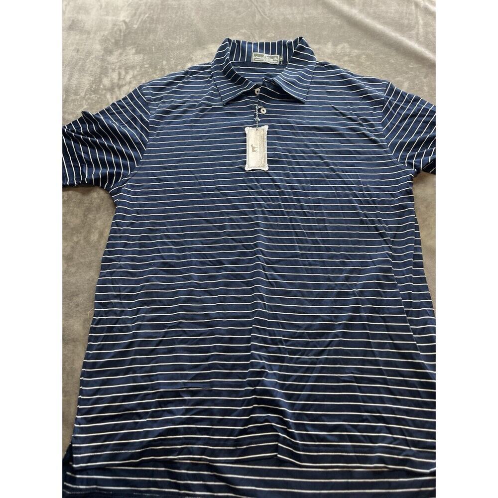 Navy Blue Striped Polo Shirt